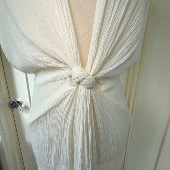 AMARYLLIS White Lightweight Knotted Beach Coverup Size M - Picture 6 of 7